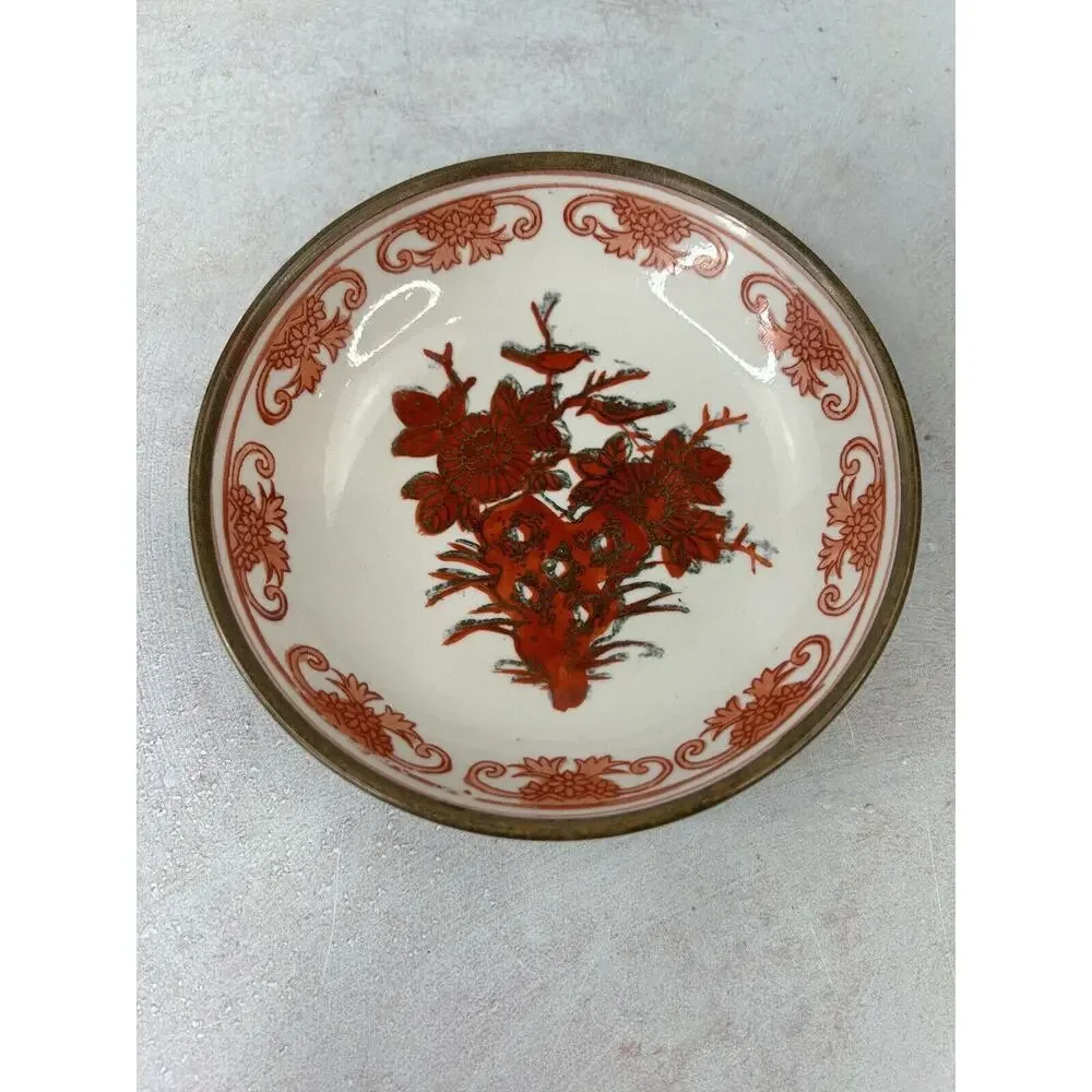 vintage japanese porcelain and brass plate‎ Wall hanging